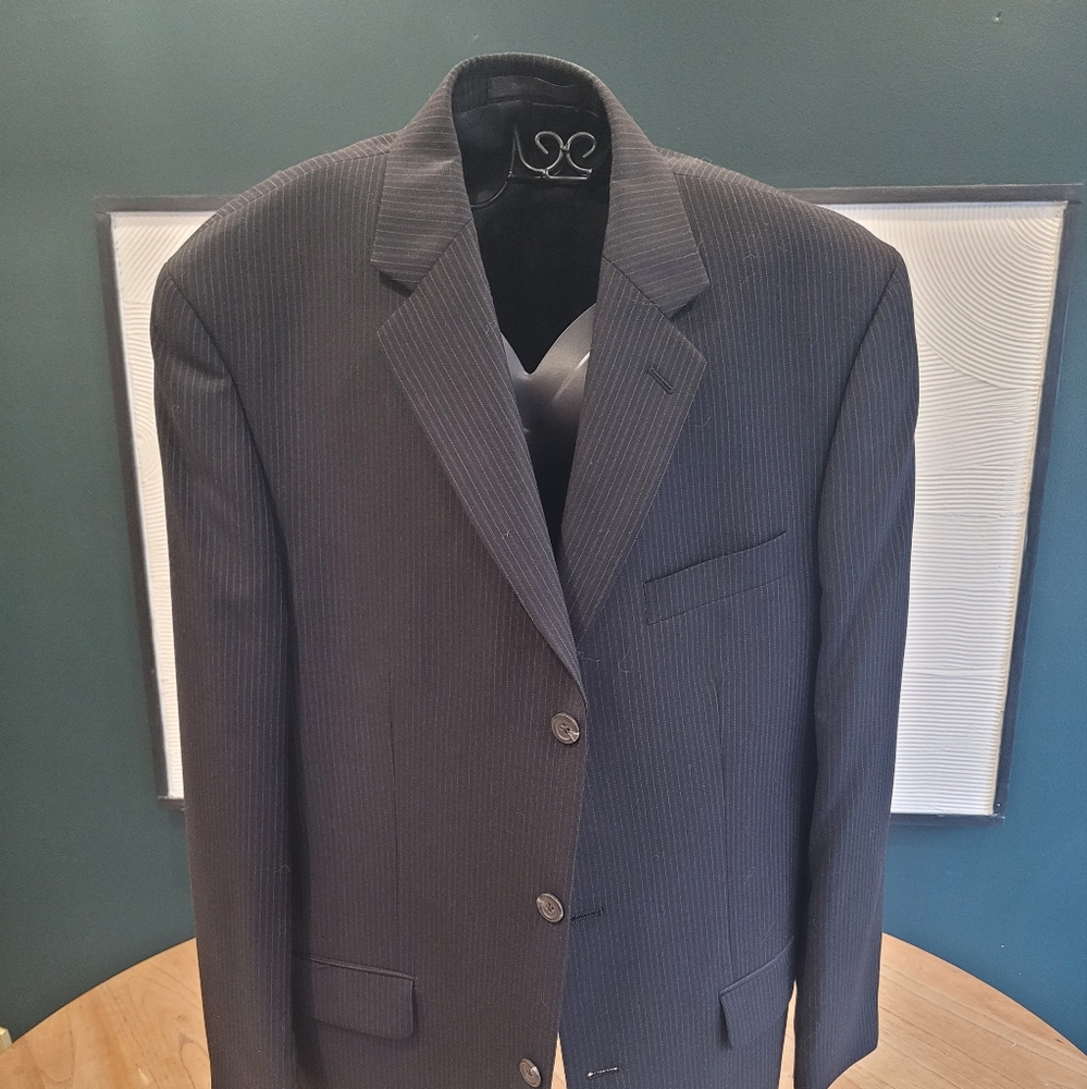 Chaps Black Pinstripe Sport Coats with Modern Cut